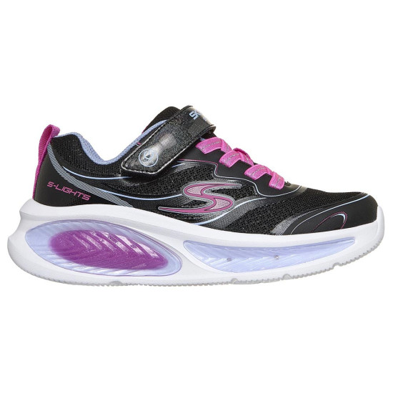 Skechers Glitter Upper Mesh Lighted Sneaker W/ Gore & Strap